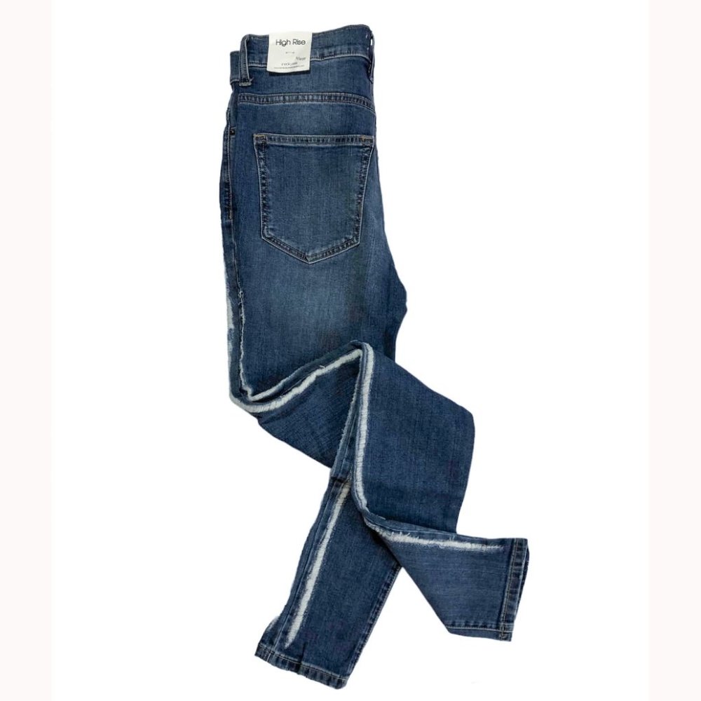 SNEAK PEEK Womens Jeans Side Striped High Rise Skinny Blue Size 5/W27 - Picture 3 of 7